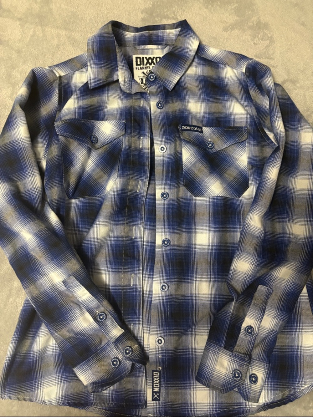 DIXXON Blue & White Plaid Button-Down Shirt